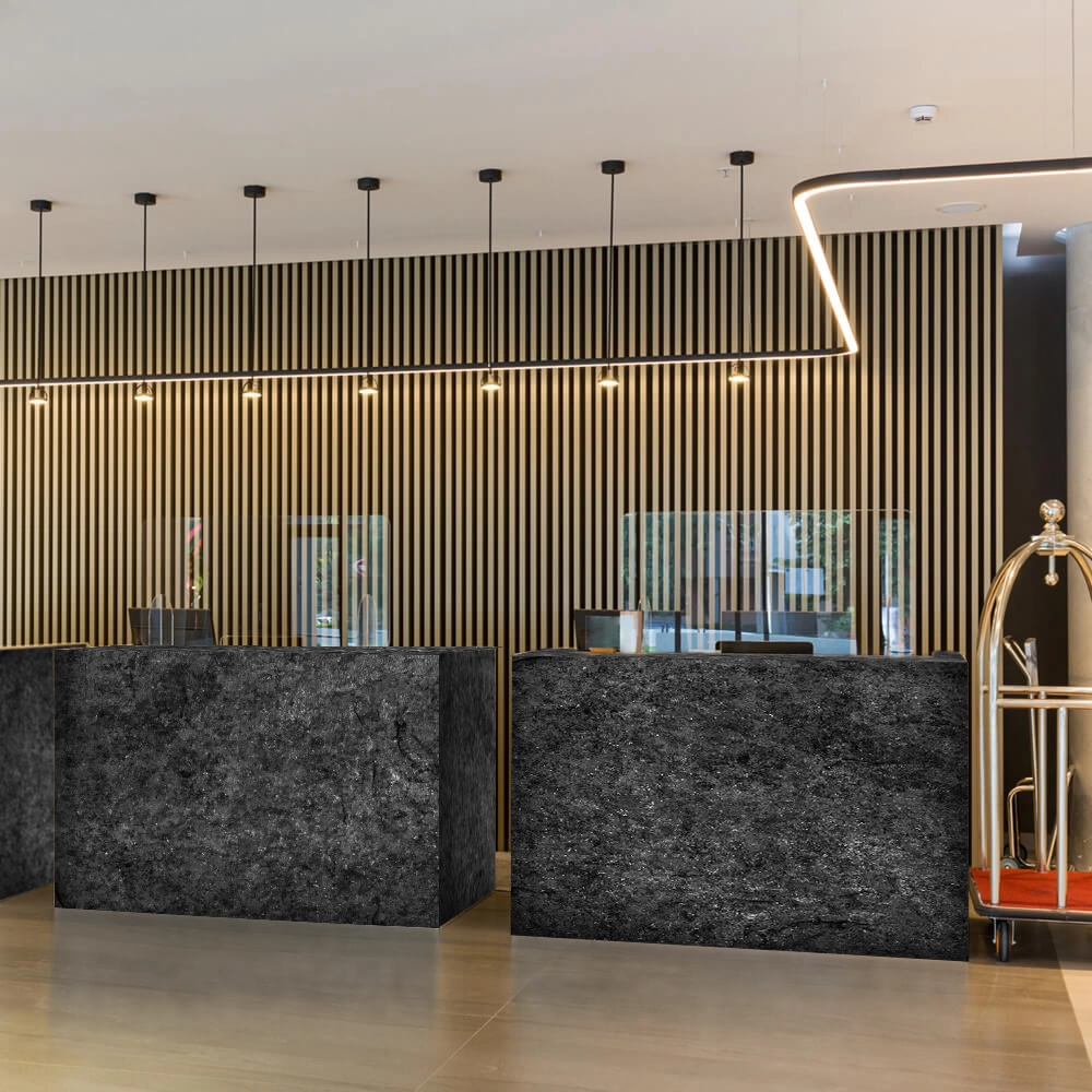 Reception Desk Featuring Steel Grey Dark Granite